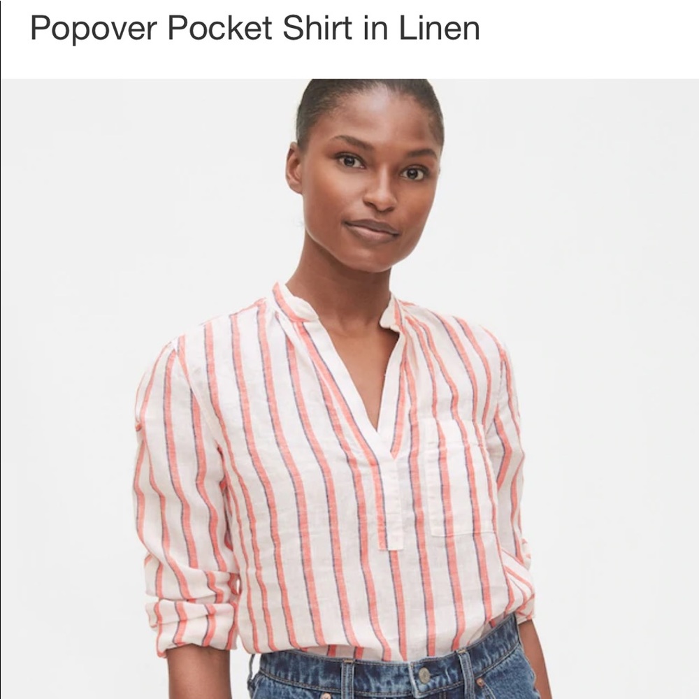 Gap linen long-sleeve NWT S offwhite striped shirt